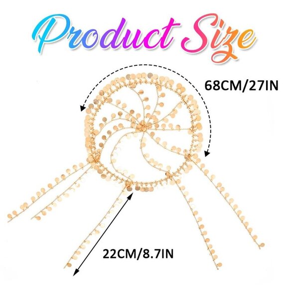 Sequin Head Chain Gold Headpiece Festival Costume Accessory for Women